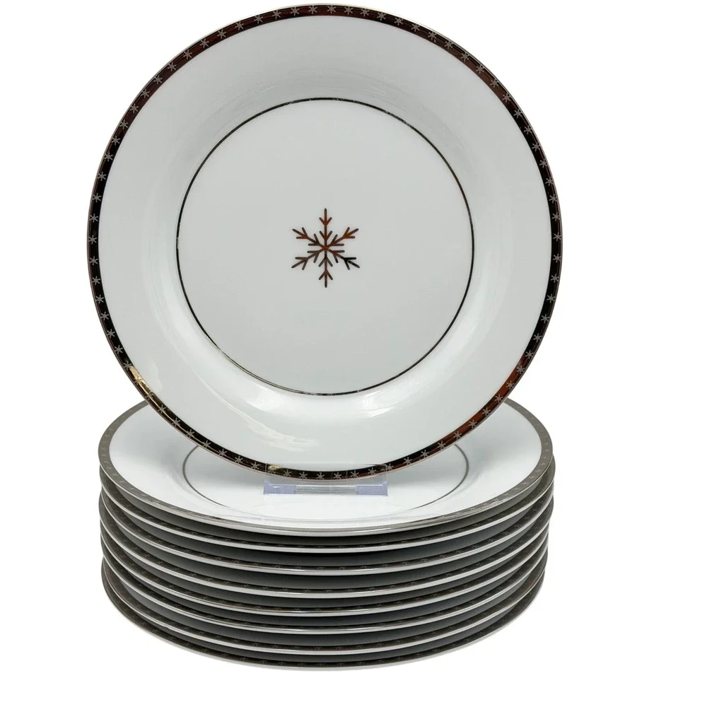 (9) Target First Frost Snowflake Salad Plates Christmas Holiday Winter‎ 9